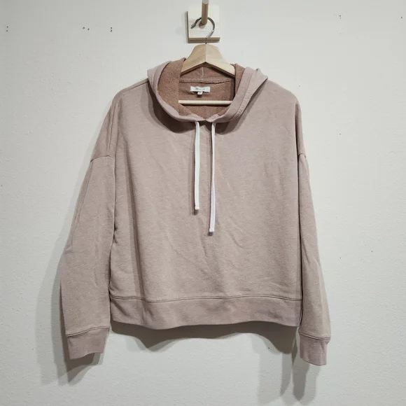 Madewell Cozy Crop Light Pink Hoodie Sweatshirt - Picture 1 of 5